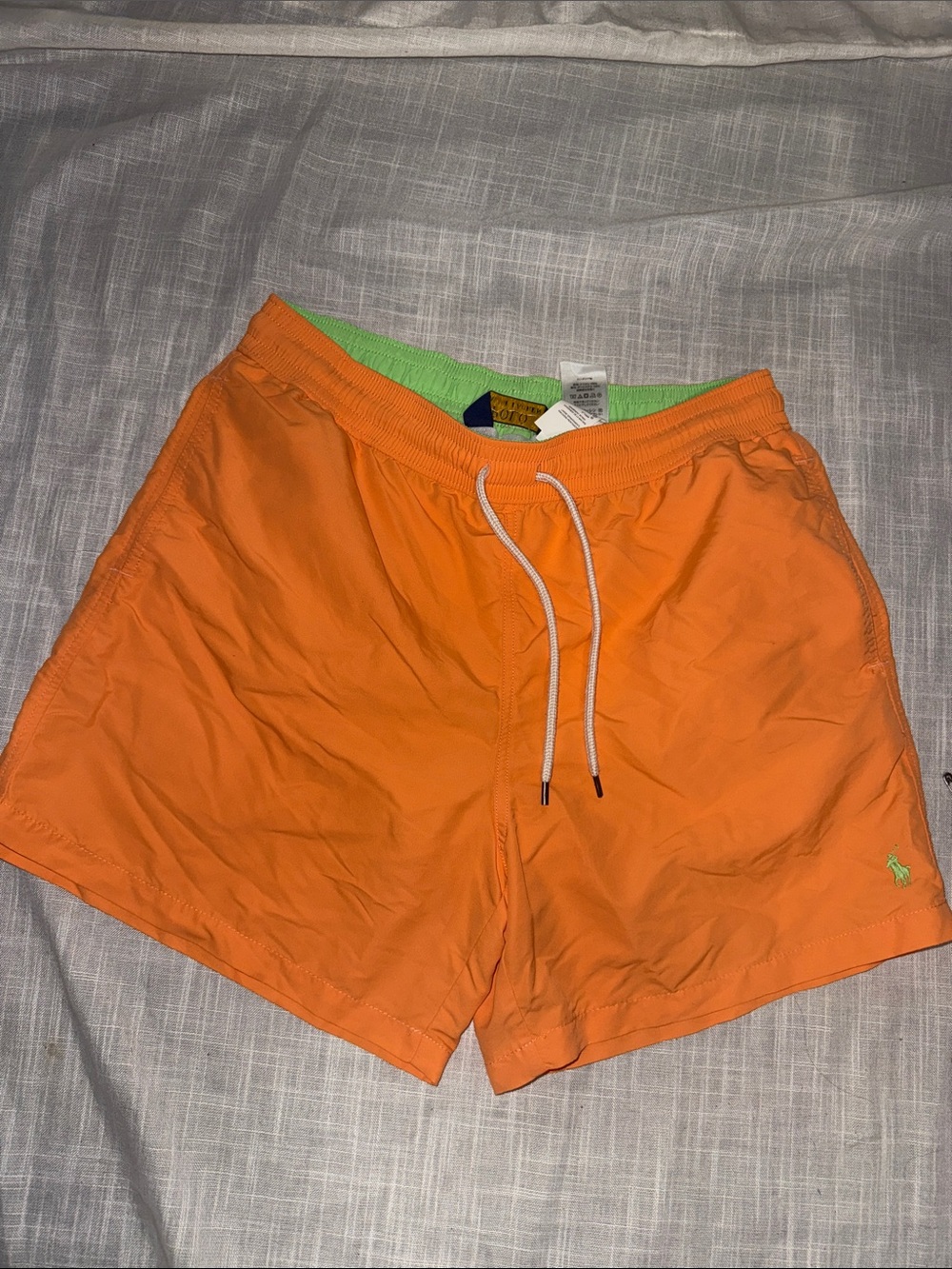 Polo by Ralph Lauren Orange Swim Trunks with Lime Green Waistband